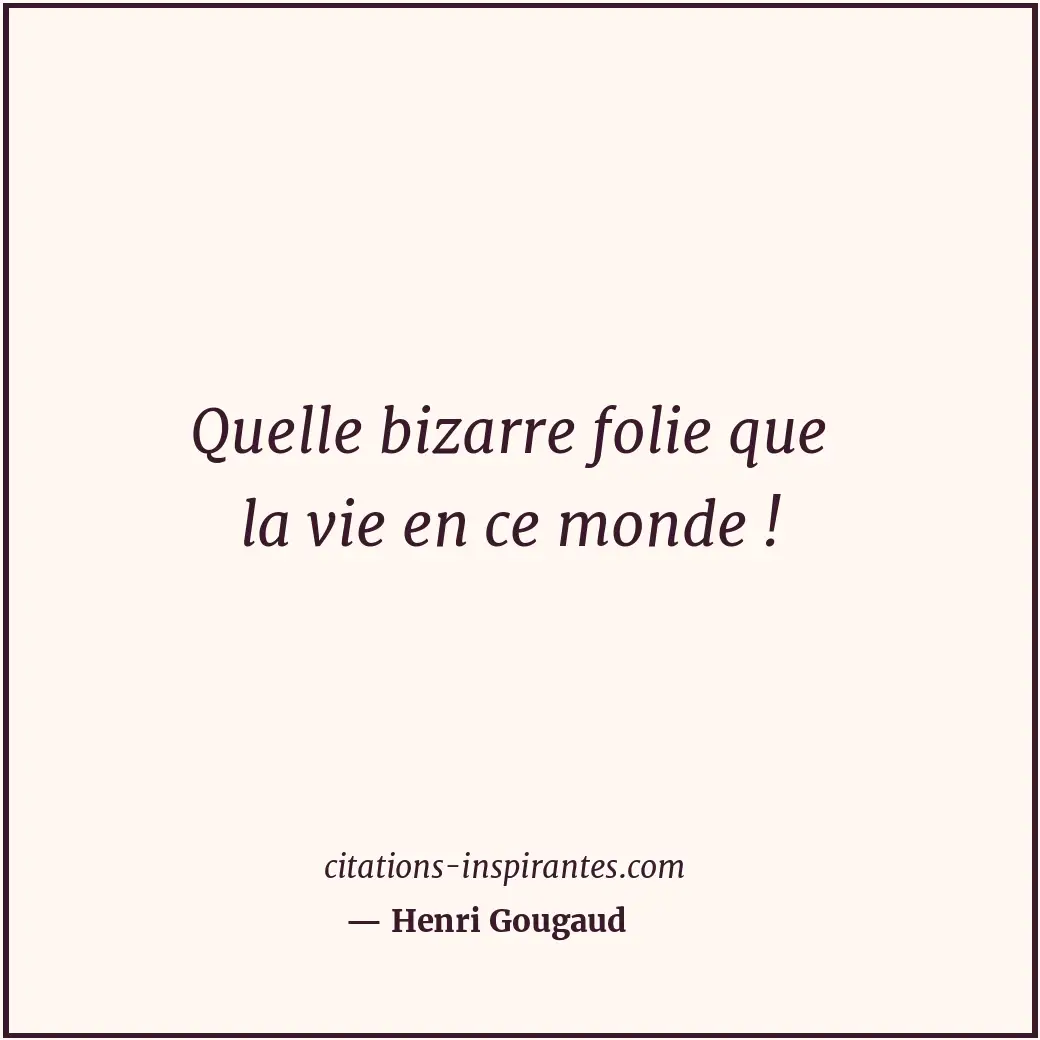 Quelle bizarre folie que la vie en ce monde ! Citation de Henri Gougaud