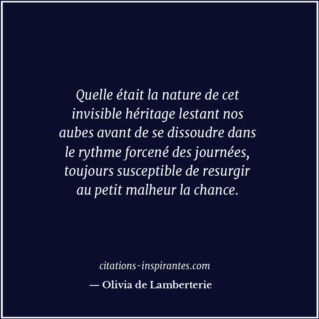 Quelle était la nature de cet invisible héritage lestant nos aubes avant de se d... Citation de Olivia de Lamberterie
