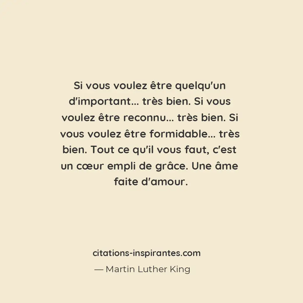 Si vous voulez être quelqu’un d’important... Très bien. Si vous voulez être reco... Citation de Martin Luther King