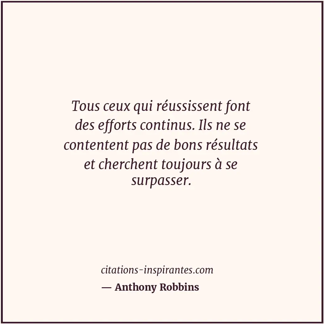 Tous ceux qui réussissent font des efforts continus. Ils ne se contentent pas de... Citation de Anthony Robbins