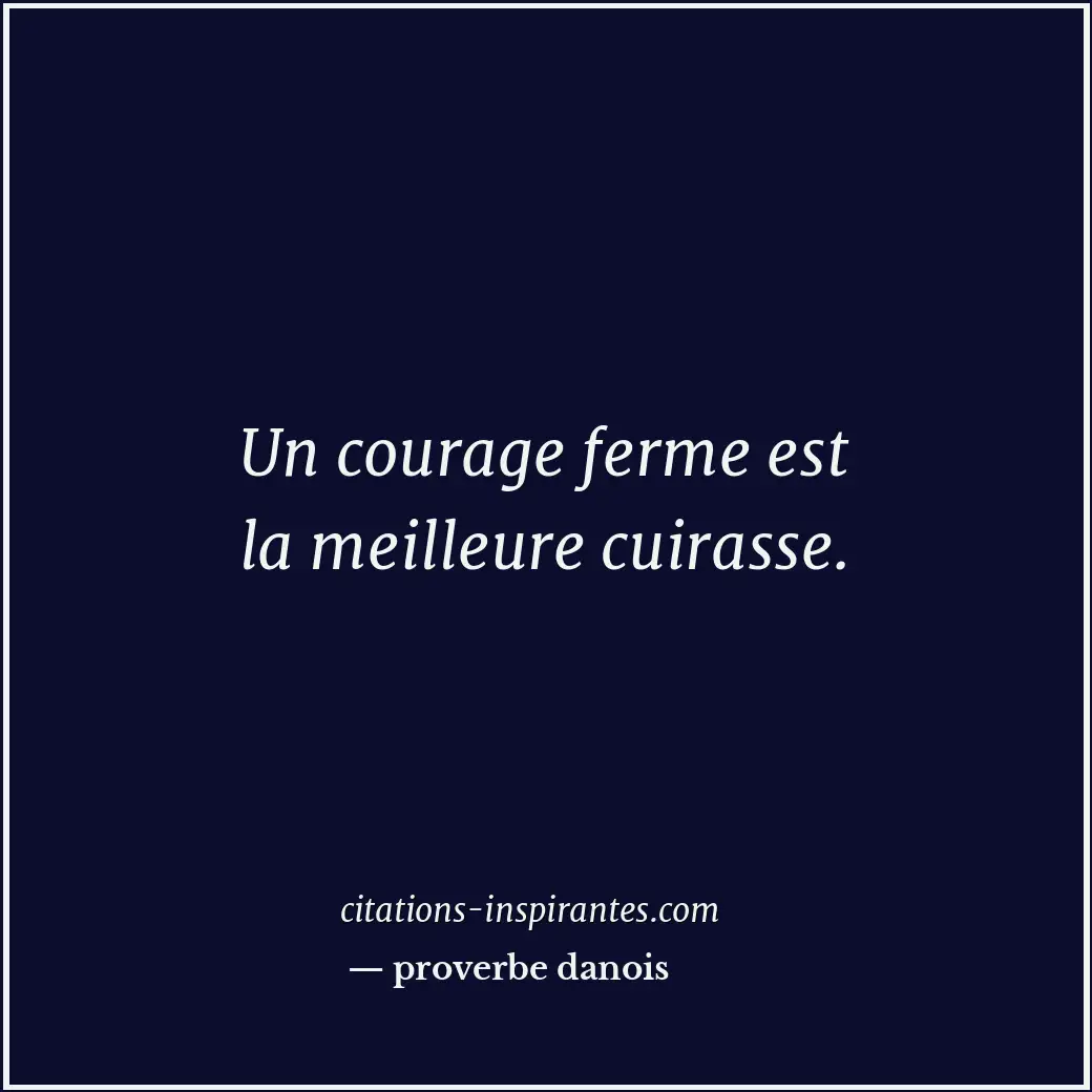 Un courage ferme est la meilleure cuirasse. Citation de proverbe danois