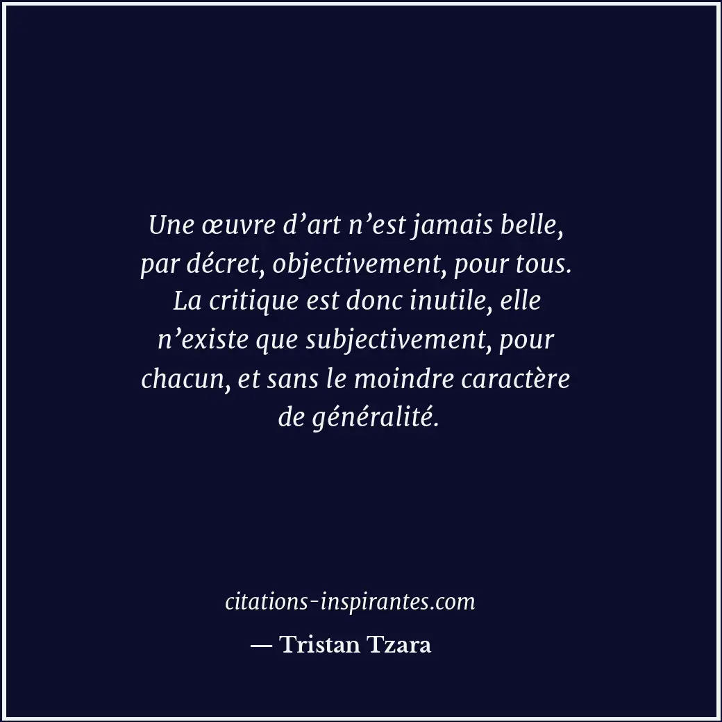 Citation de Tristan Tzara